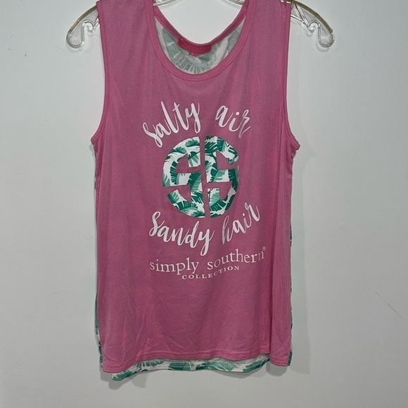 Simply Southern Salty Air Summer Beach Tank Shirt Small - Picture 2 of 5